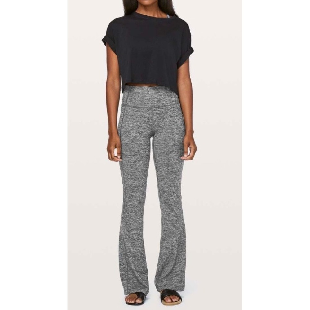 Lululemon Groove Pant Flare Heathered Black High Rise Yoga Leggings W5BHOS Sz 6‎